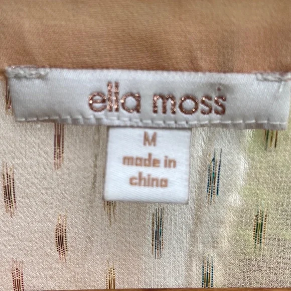 Ella Moss Sparkly Sheer Peach Top With Snap In Camisole Women's Size M - Picture 3 of 6